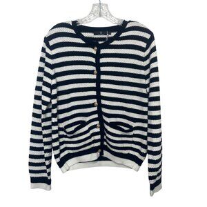 Lillusory Striped Cardigan Sweater Womans Small Black White New Winter Fall